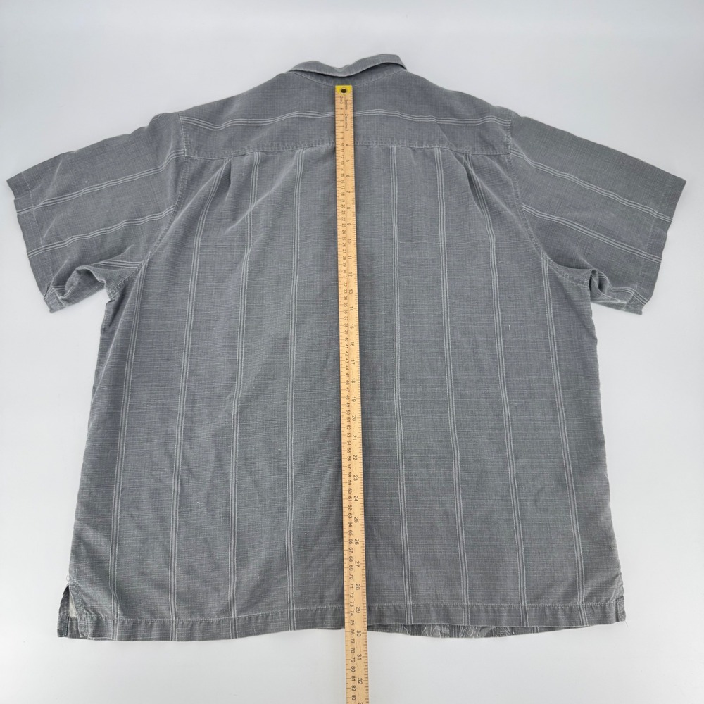 Tommy Bahama Mens XXL Silk Grey Floral Jacquard Striped Short Sleeve Camp Shirt - Picture 8 of 8